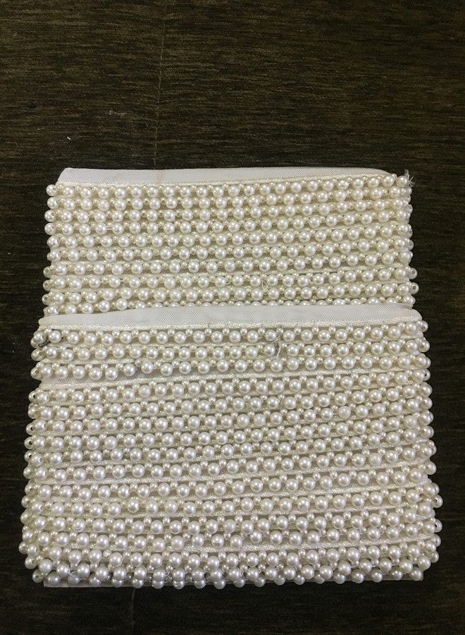 DaSync SYNC Pearl Lace Border Pearl lace for Saree Border Dupatta offwhite Cream Colour Dresses Blouse chunni lahenga Gowns Dress caps Decoration and Craft Pack of 8 Meter - Image 2